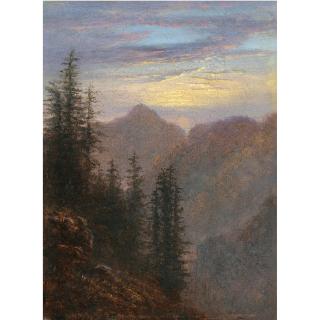 Carl Gustav Carus - German Abendliche Mittelgebirgslandschaft (Mountain Landscape At Dusk)