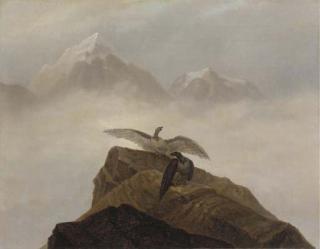 Carl Gustav Carus - Phantasie aus der Alpenwelt. Adler, die auf einem Alpenhorn nisten