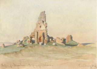Carl Haag, R.W.S. - The ruin of a mausoleum in the Campagna Romana