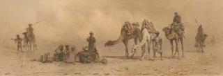 Carl Haag - Arabs and camels resting in the desert