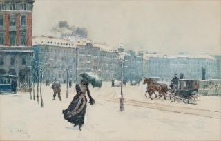 Carl Hedelin - View over Grand Hôtel, scene from Kungsträdgården, Stockholm