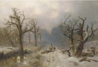 Carl Hilgers - Sunset over a snowcovered forest