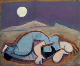 Carl Hofer - Schlafende Frau mit Mond