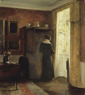 Carl Holsøe - Interiør Med Kvinde Ved Vindue (Interior With Woman By The Window)