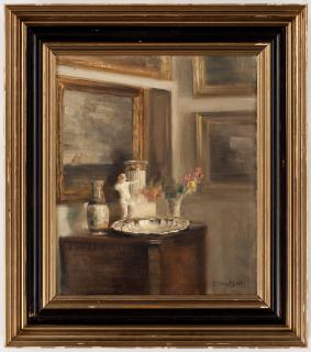 Carl Holsoe - Interior with silver plate