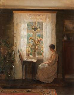 Carl Holsoe - Interior with woman