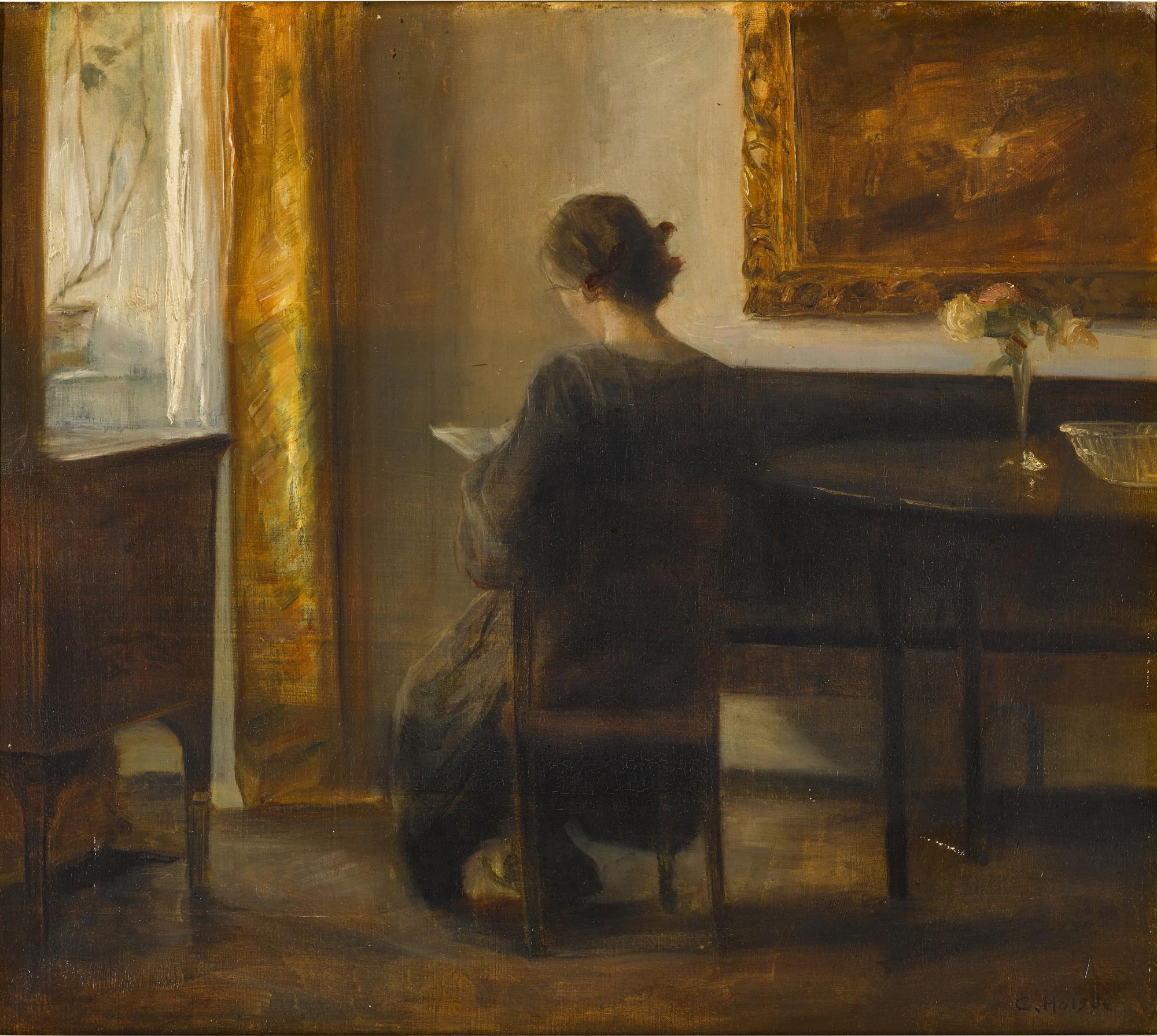 Carl Holsøe - Lady Reading in an Interior