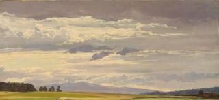 Carl Irmer - Alpenlandschaft mit tiefer Horizontlinie - Wolkenstudie