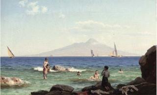 Carl Jens Erik Rasmussen - Boys playing in the shallows before Vesuvius