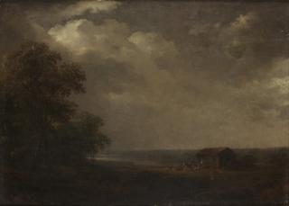 Carl Johan Fahlcrantz - Landskap med hus och boskap