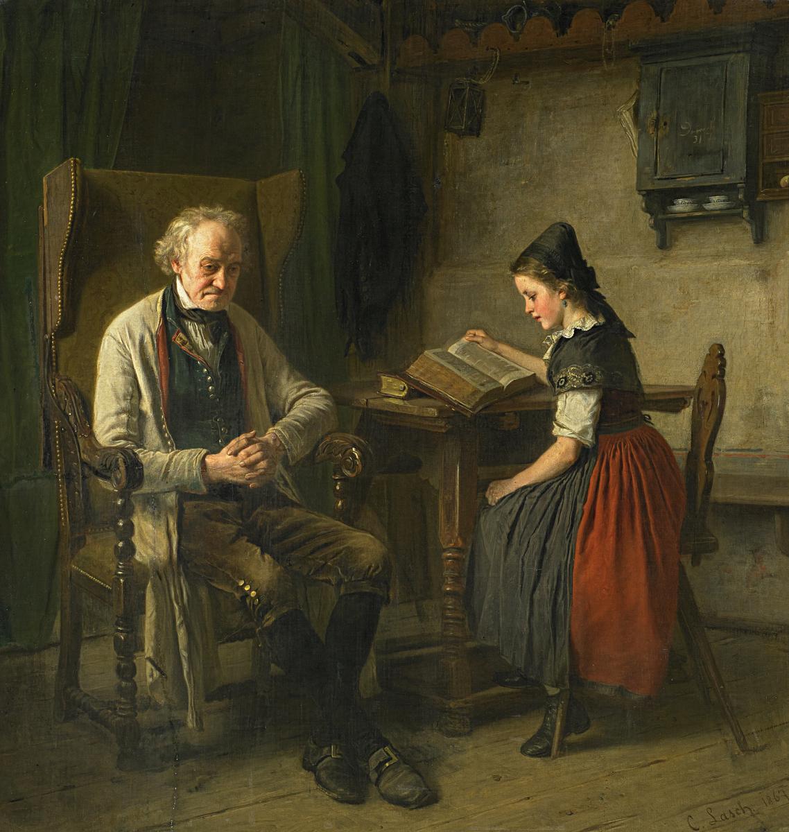 Carl Johann Lasch - Die Lesestunde.
