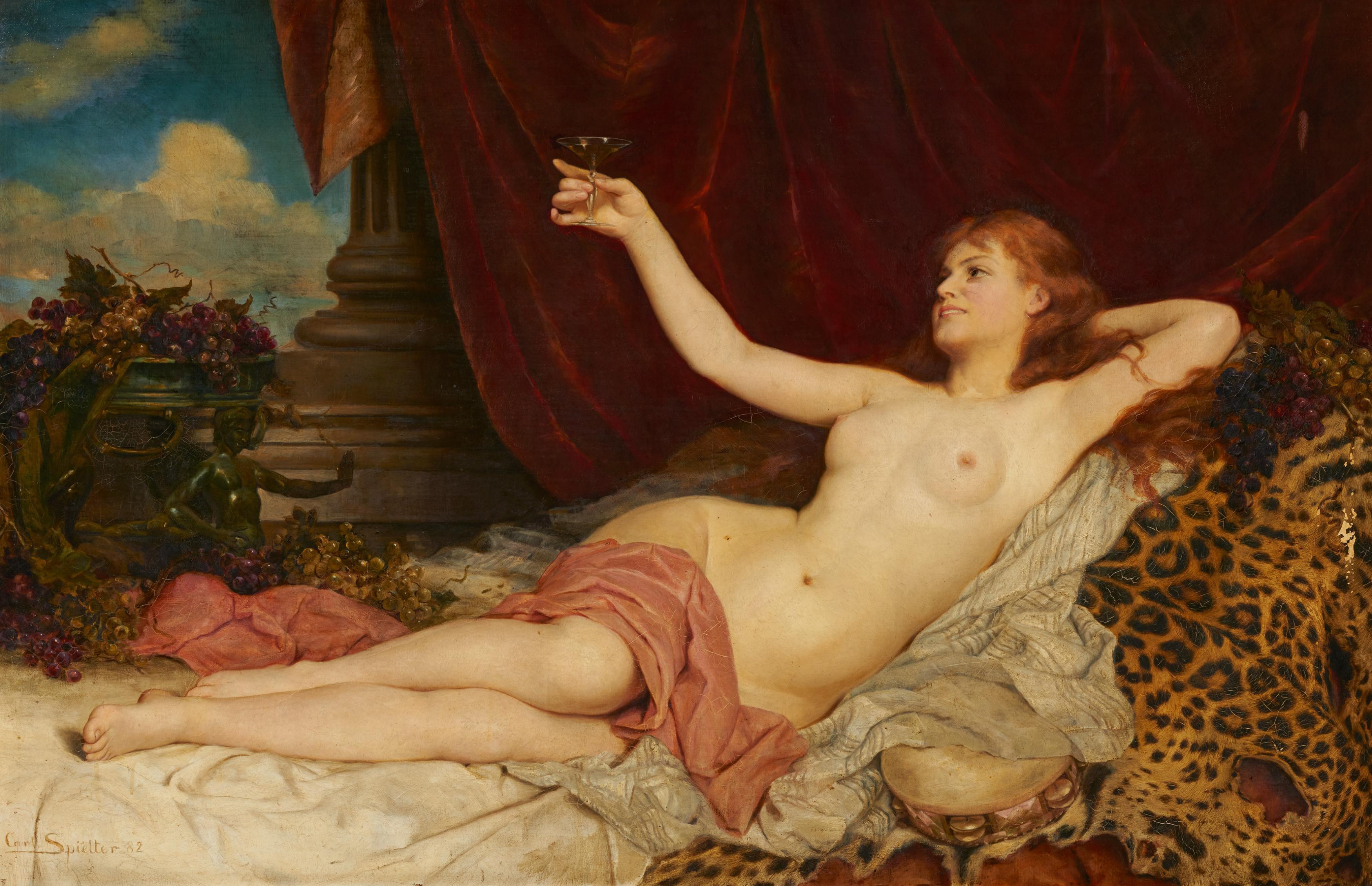 Carl Johann Spielter - Odaliske mit Sektschale.