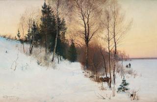 Carl Johansson - Winter landscape with fishermen