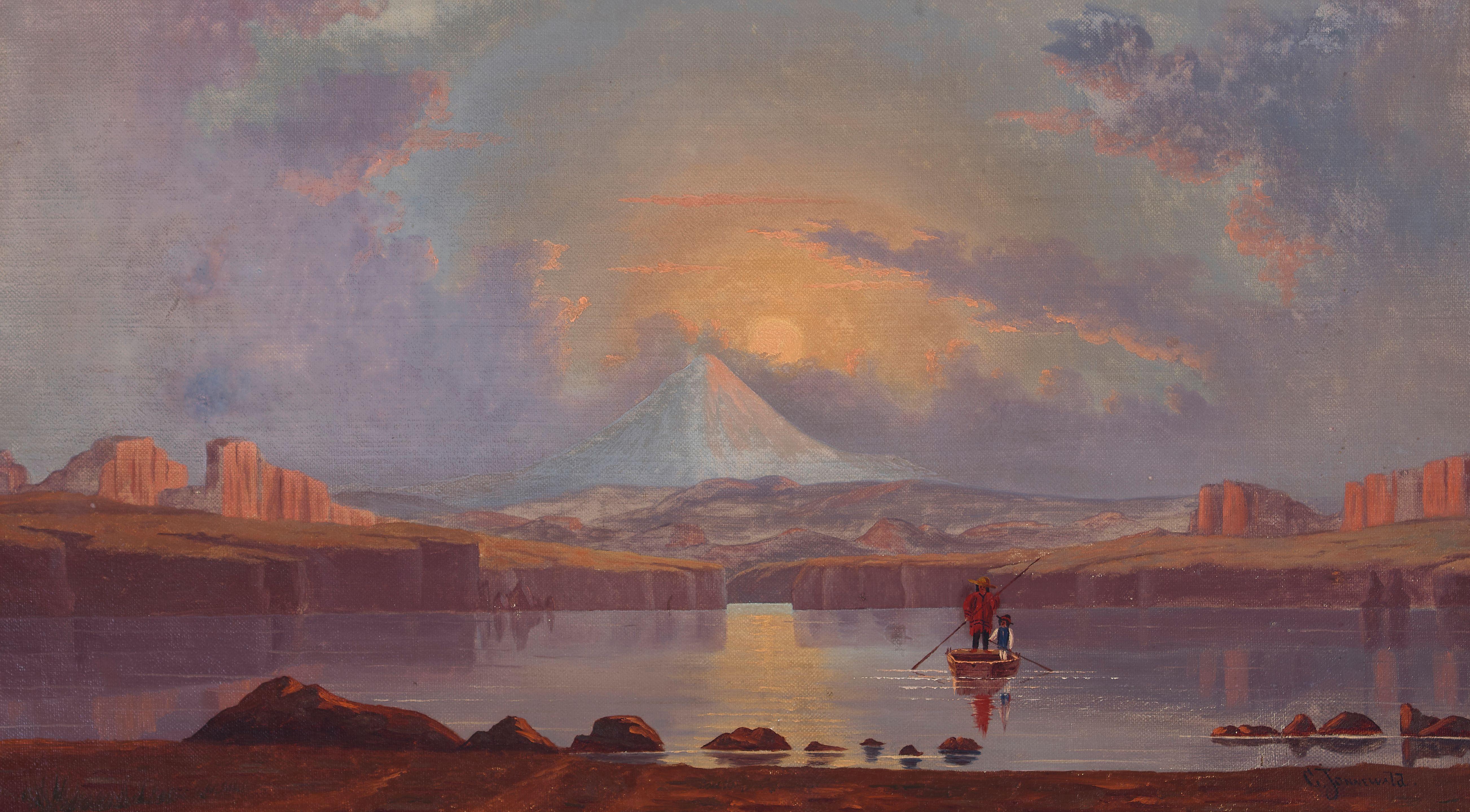 Carl Jonnevold - Mt. Hood from the Dalles 12 x 22 in. framed 16 1/2 x 25 1/2 in.