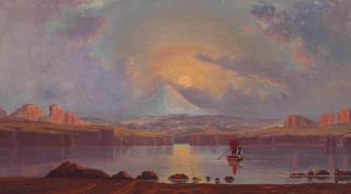 Carl Jonnevold - Mt. Hood from the Dalles 12 x 22 in. framed 16 1/2 x 25 1/2 in.