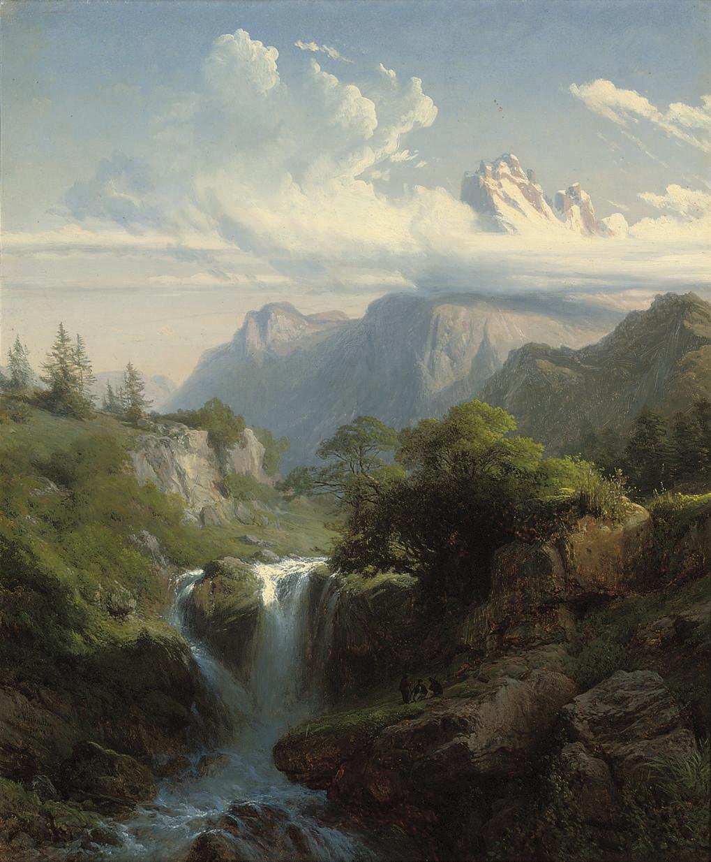 Carl Joseph Kuwasseg - A mountain torrent