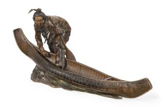 Carl Kauba - Native American Stepping Into A Canoe