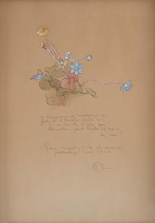 Carl Larsson - Congratulatory greeting with summer flowers