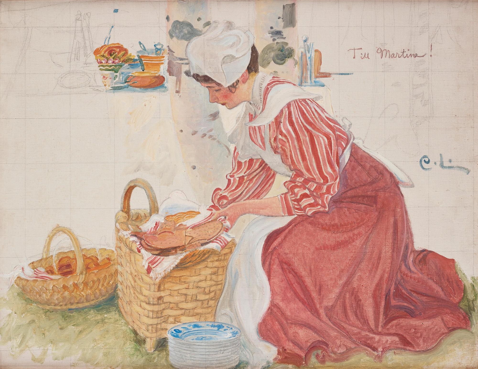 Carl Larsson - Martina and the Food Basket (studie till \