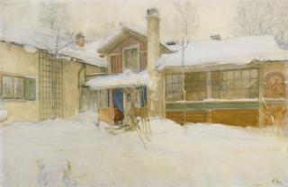 Carl Larsson - Swedish my Country Cottage In Winter, Sundborn