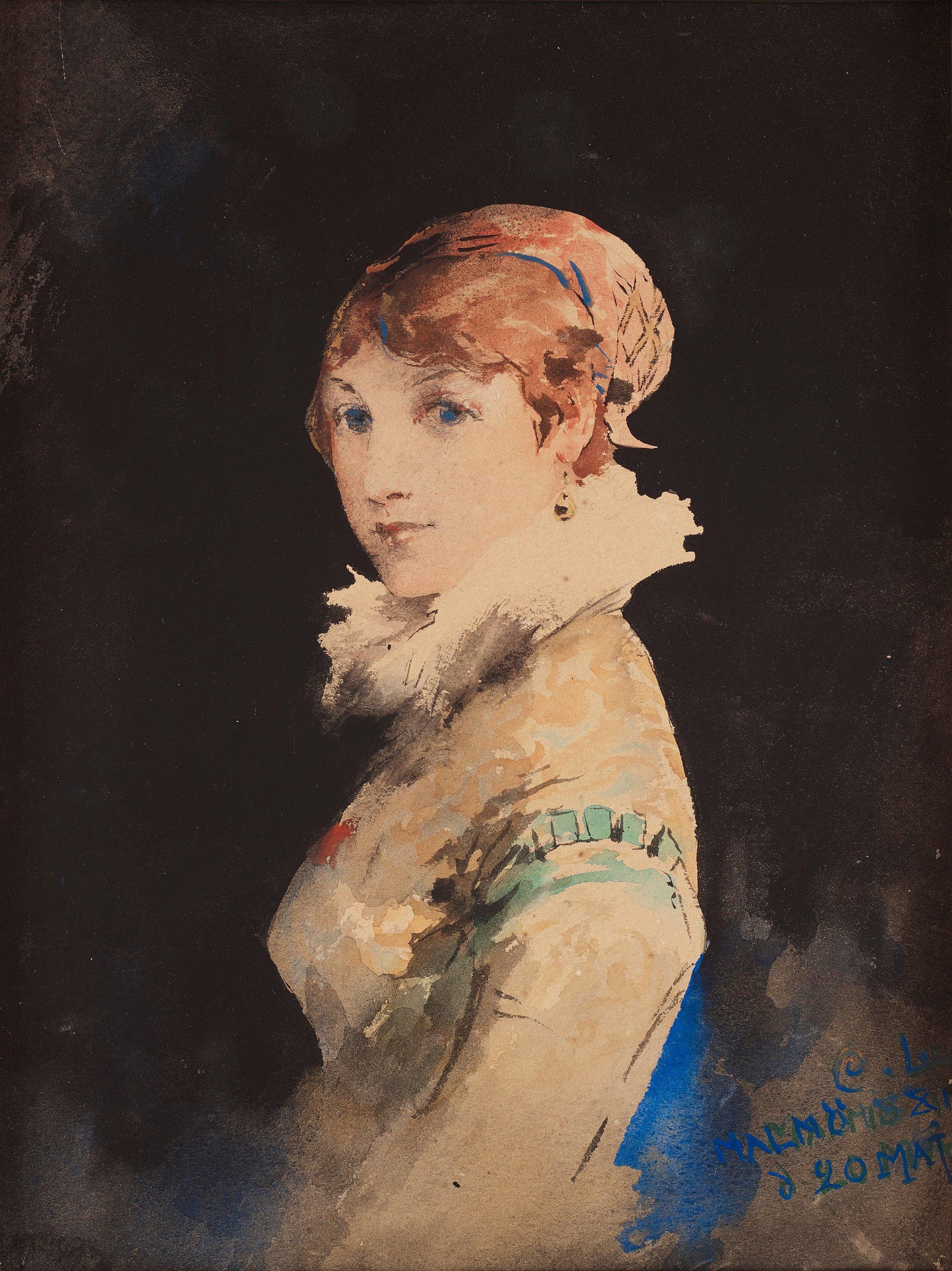 Carl Larsson - Women\'s portraits, probably depicting Sigrid von Essen