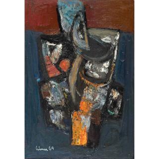 Carl Liner - Komposition Blau, Grau, Orange (Nr. 32), 1964 Composition Blue, Grey, Orange (No 32), 1964