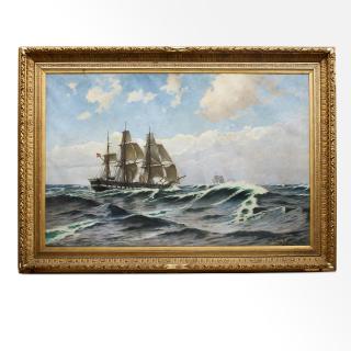 Carl Ludvig Thilson Locher - Two frigates on open waters