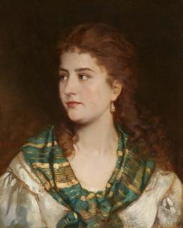 Carl Ludwig Becker - Mädchen mit grünem Tuch