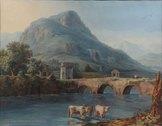 Carl Ludwig Hackert - Flusslandschaft mit Rinderherde bei Conaigliana