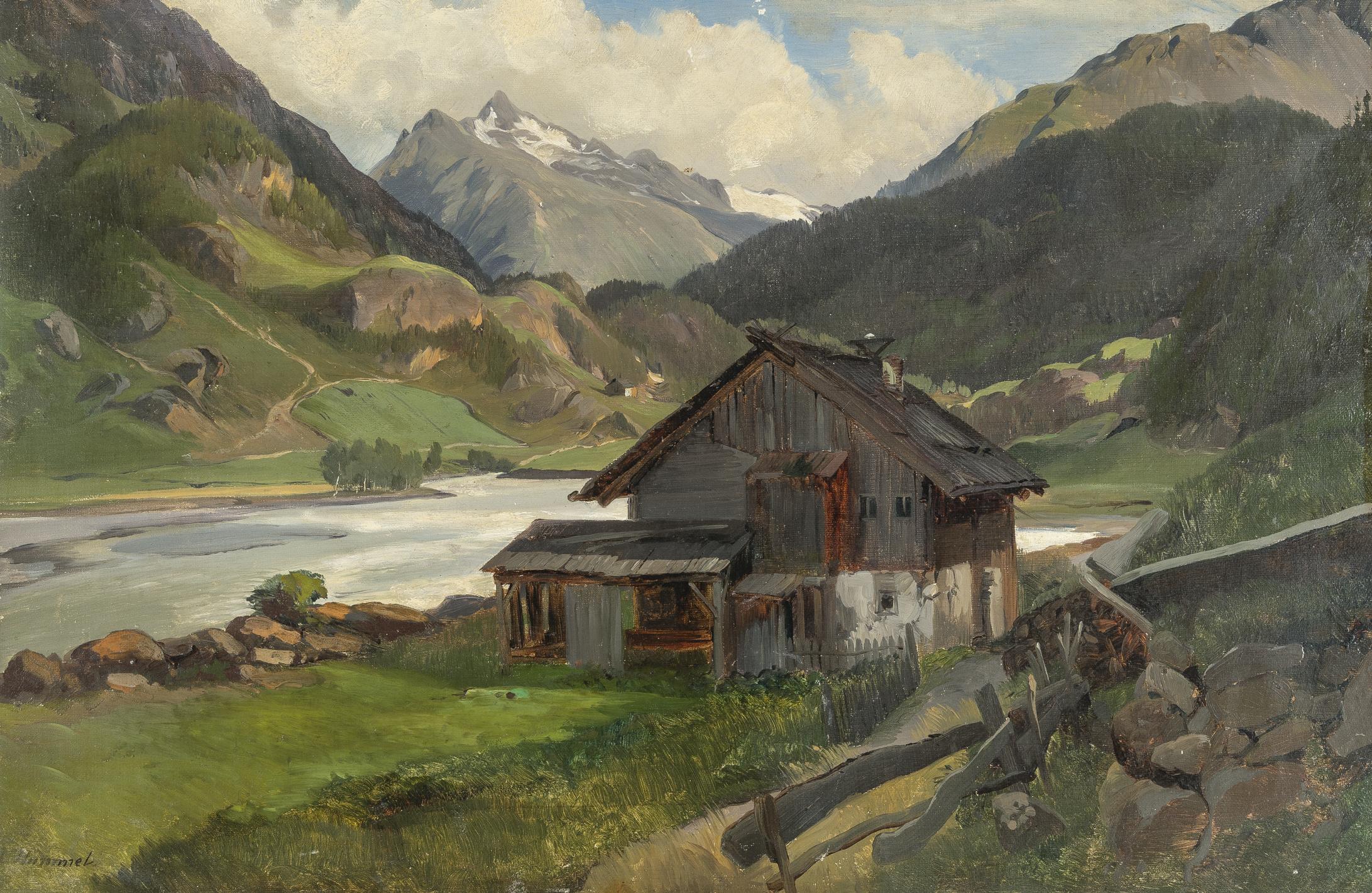 Carl Maria Nicolaus Hummel - Hütte an einem Gebirgssee