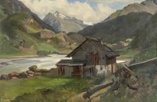 Carl Maria Nicolaus Hummel - Hütte an einem Gebirgssee