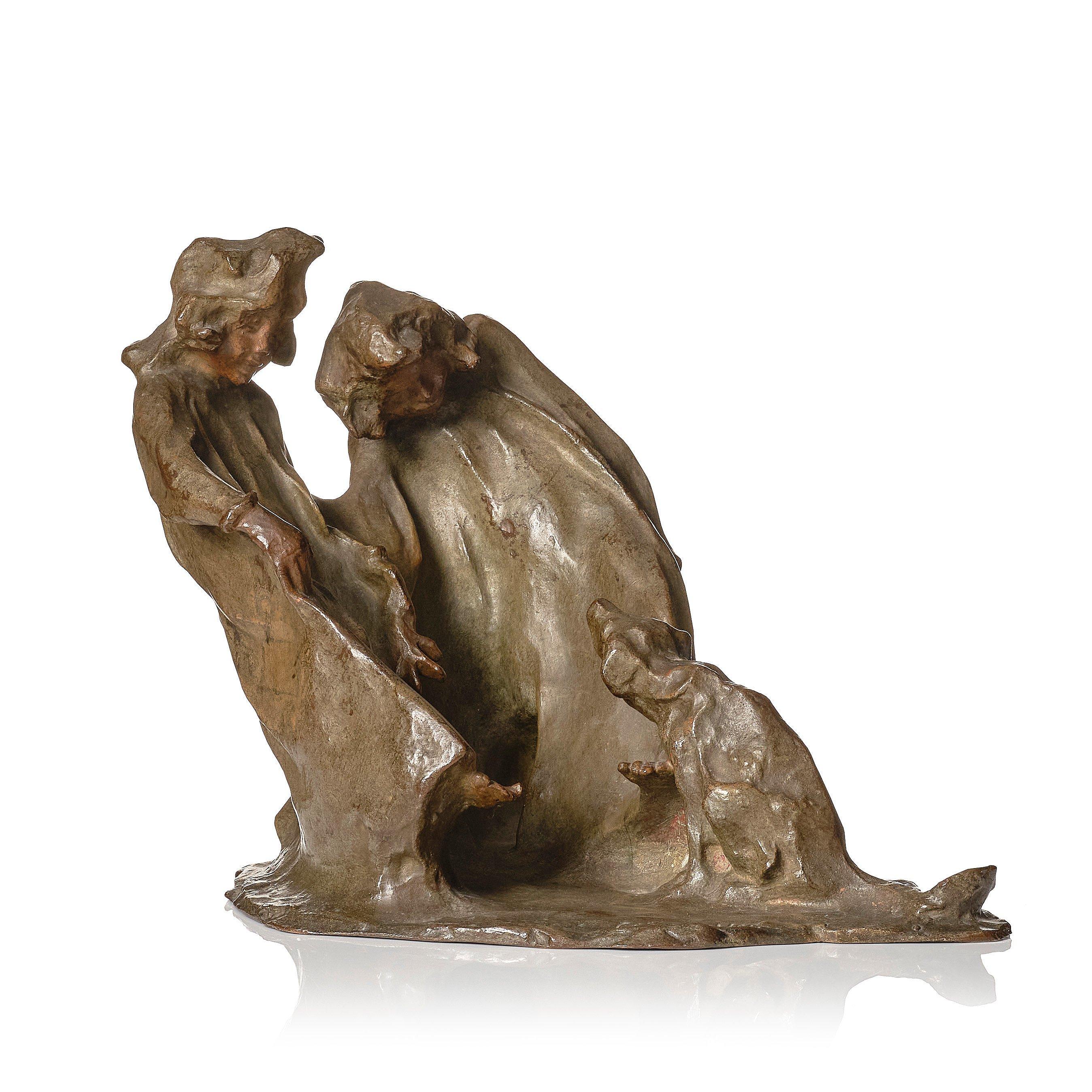 Carl Milles - Two children and a dog