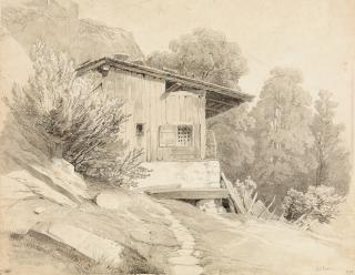 Carl Millner - Almhütte in den Bergen.