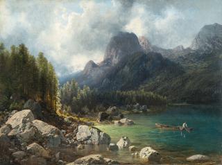 Carl Millner - Hintersee bei Berchtesgaden, im Hintergrund das Mühlsturzhorn