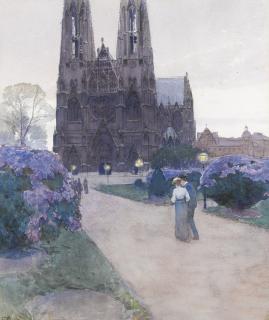 Carl Moll - Austrian stroll In The Gardens Of The Votivkirche, Vienna