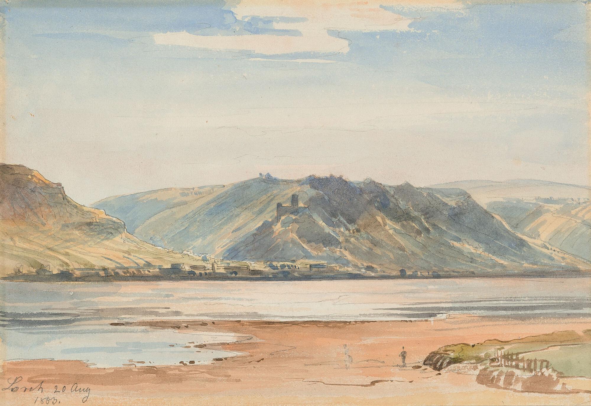 Carl Morgenstern - Blick vom Strand bei Lorch auf Niederheimbach am Rhein.