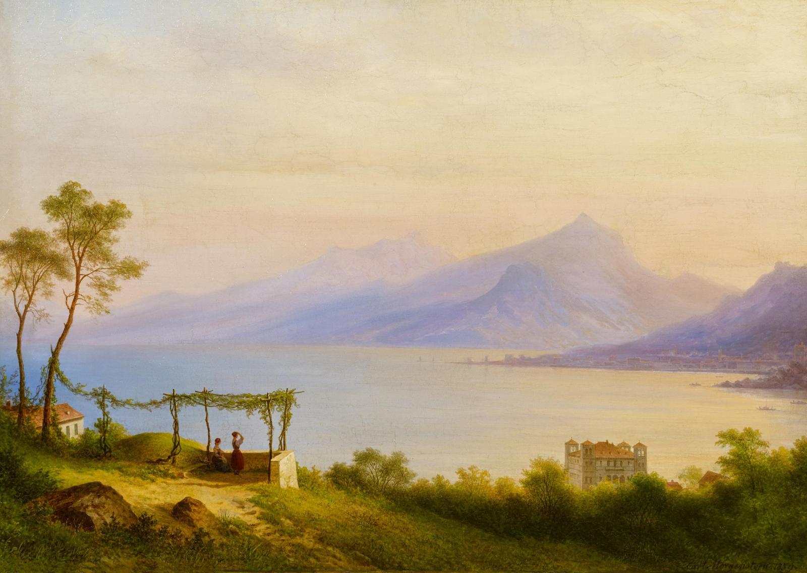 Carl Morgenstern - Nachmittag am Comer See mit Blick auf Bellagio vom Westufer aus
