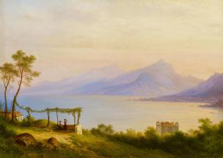 Carl Morgenstern - Nachmittag am Comer See mit Blick auf Bellagio vom Westufer aus