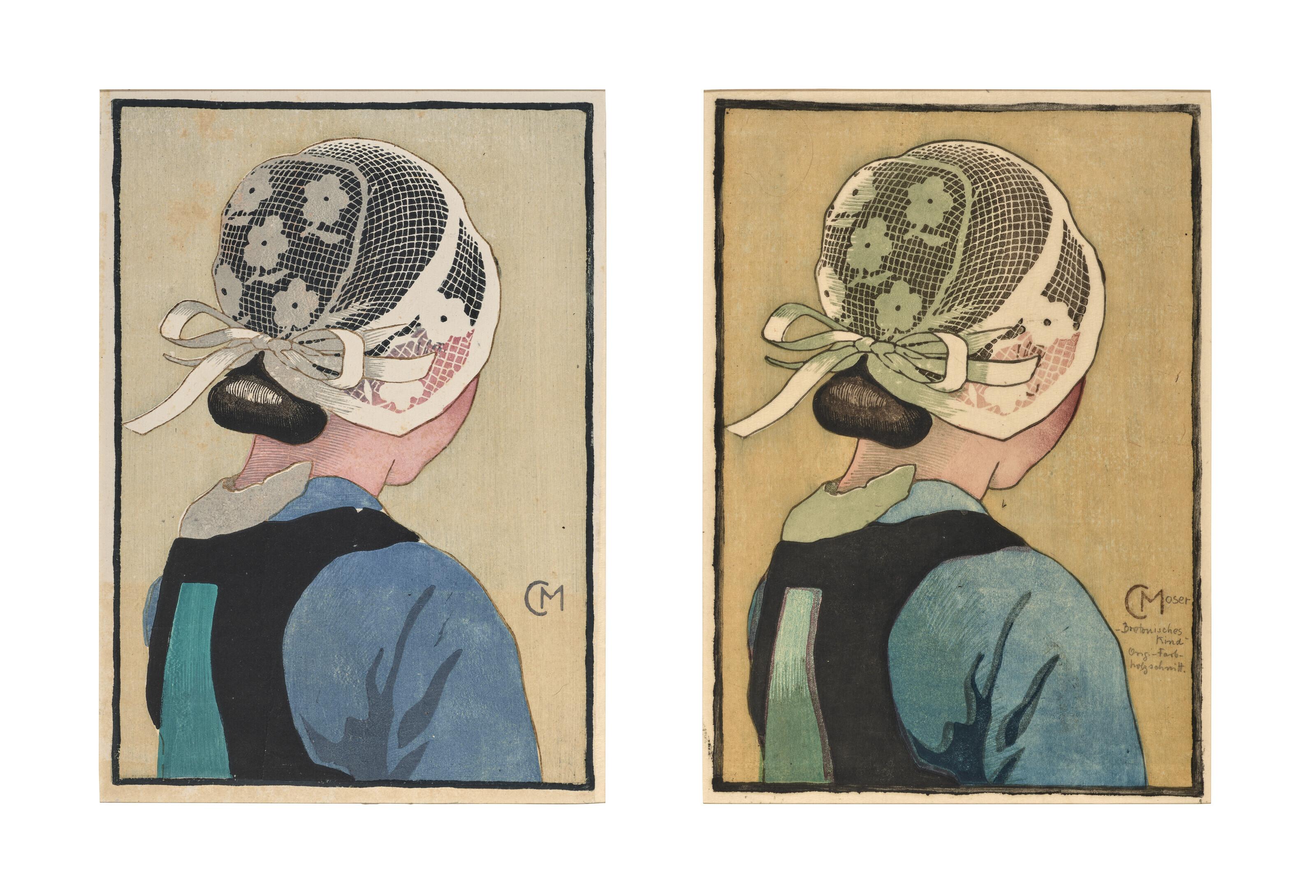 Carl Moser - Bretonisches Kind (i); Bretonisches Mädchen (ii)