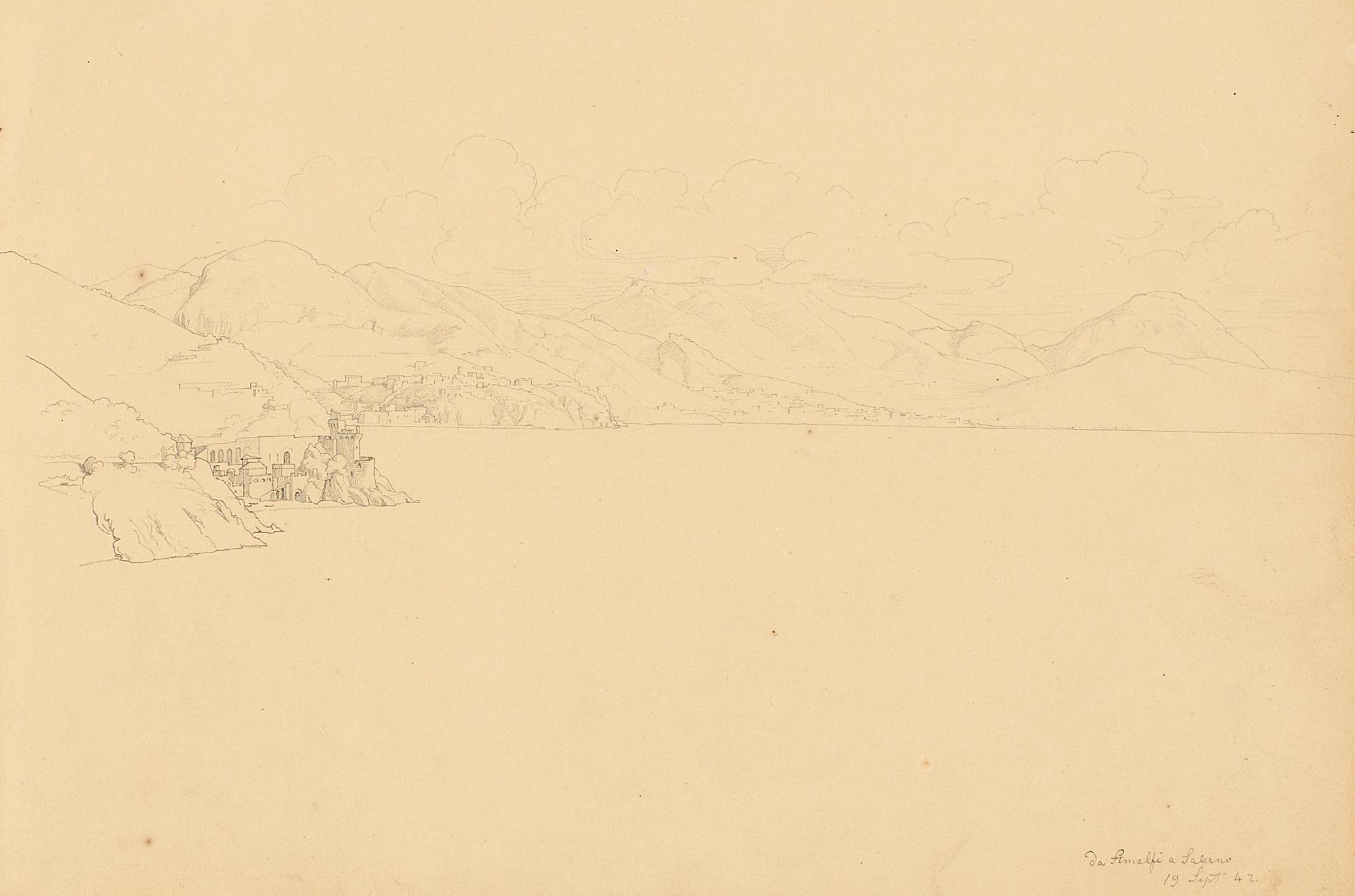 Carl Müller - Sechs Bleistiftzeichnungen mit verschiedenen Ansichten aus Italien