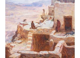 Carl Oscar Borg - A Desert Fortress (New Mexico) 20 x 24 in. framed 25 1/2 x 29 1/4 in.