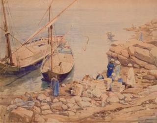 Carl Oscar Borg - Marchands D\'Oranges Au Bord Du Nil À Louxor