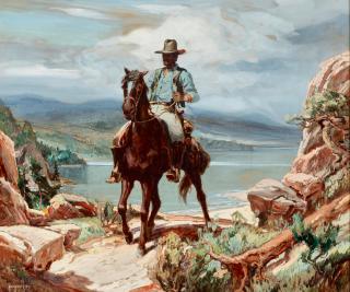 Carl Oscar Borg - The Prospector 28 x 34 in. framed 35 x 40 in.