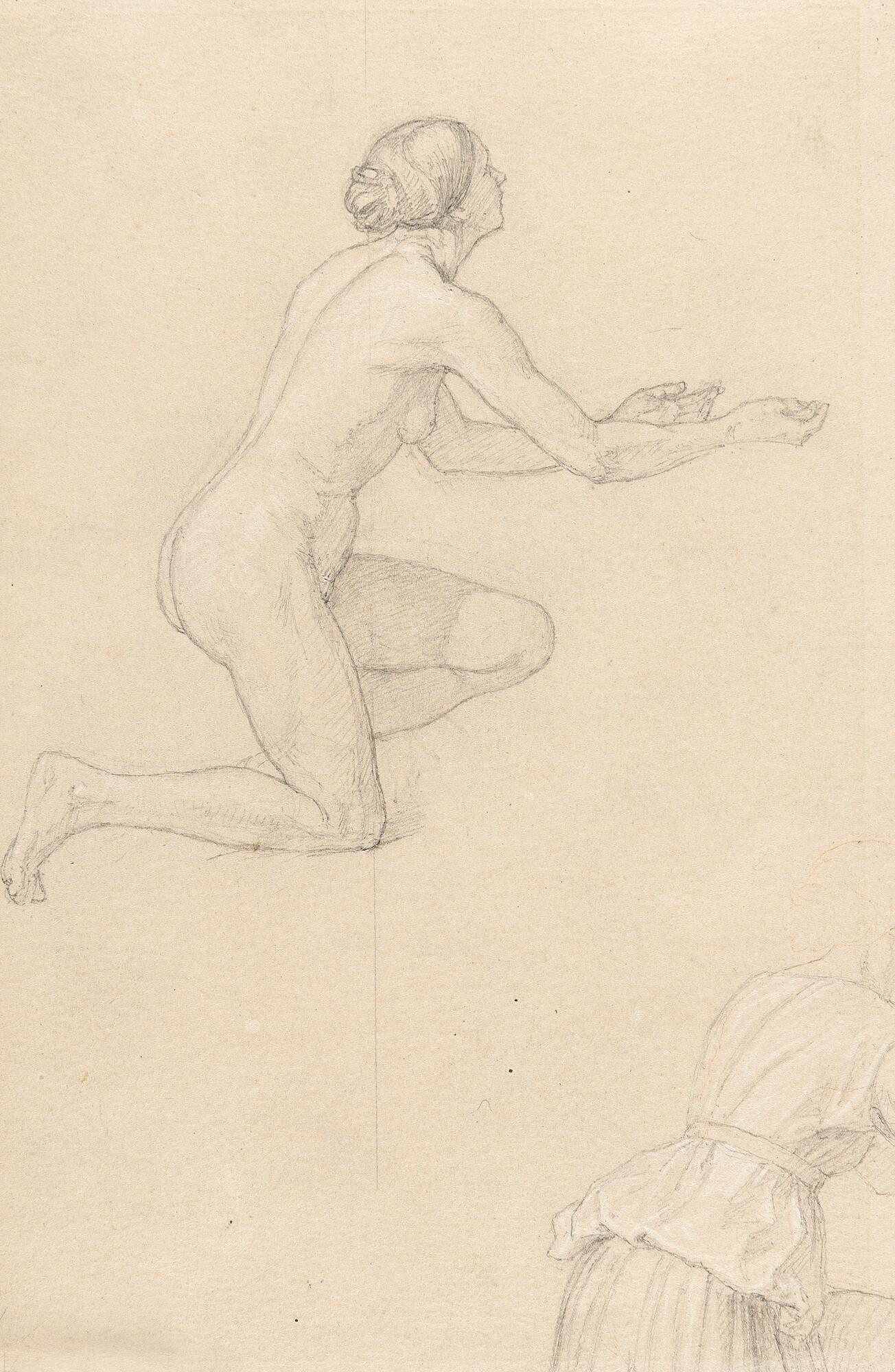 Carl Peschel - 2 Bll.: Weibliche Aktstudien