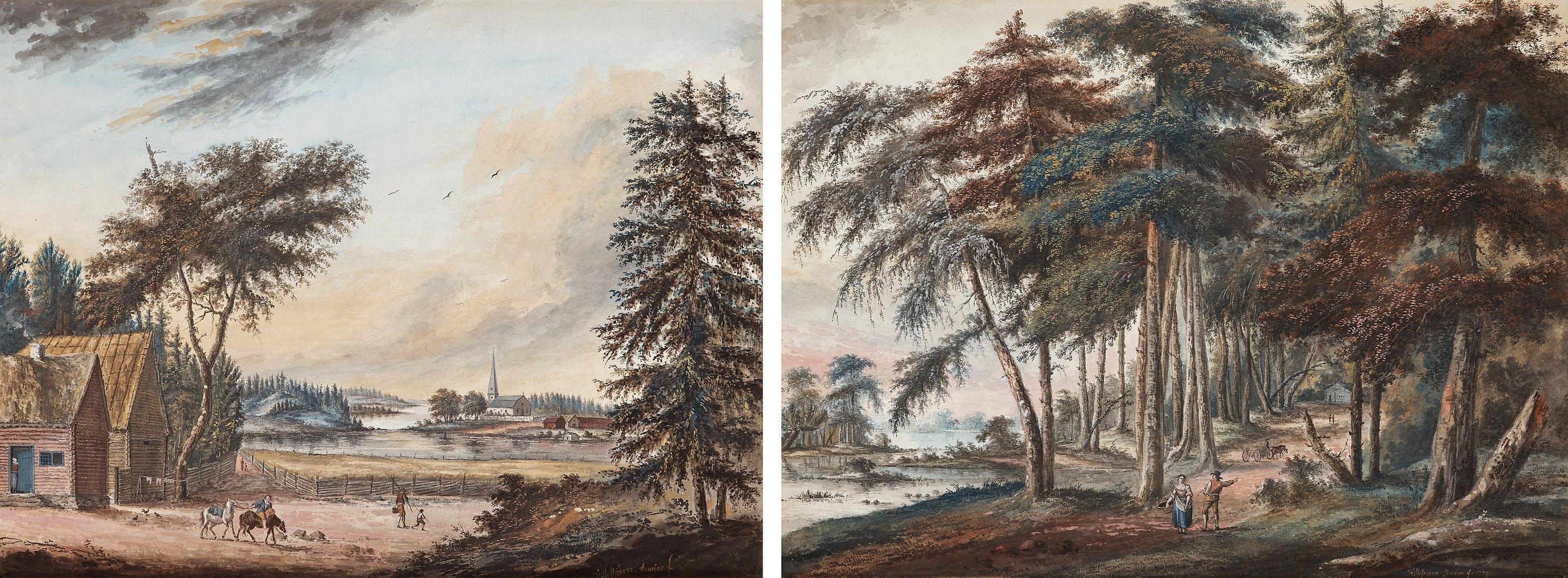 Carl Petter Hilleström - Landscape with houses and figures (2)