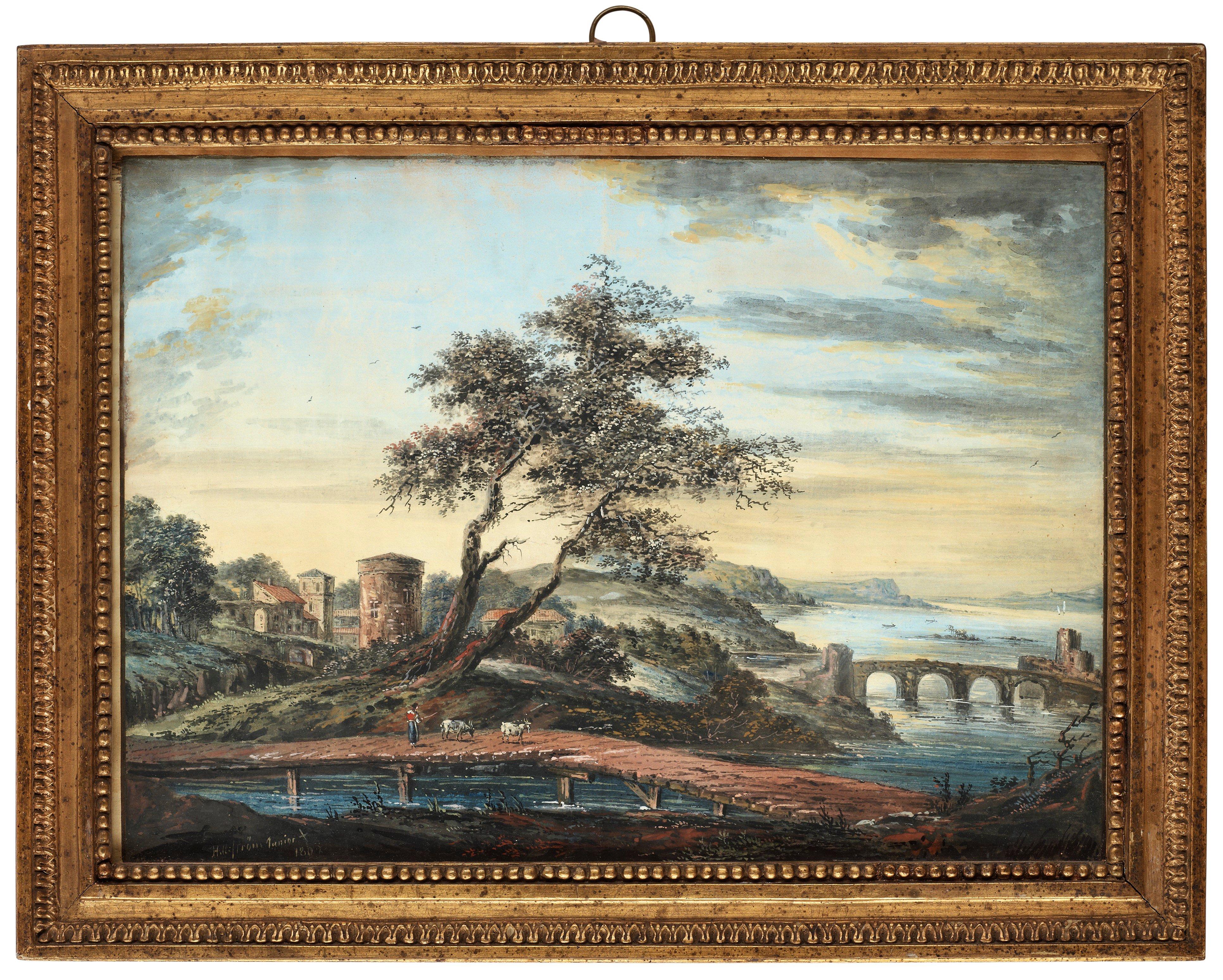 Carl Petter Hilleström - Landscape with shepherdess and goats