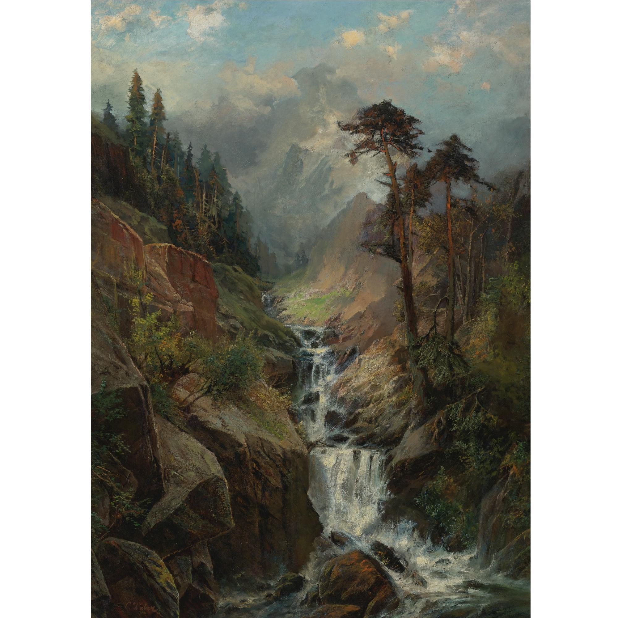 Carl Philipp Weber - Cascade In The Mountains