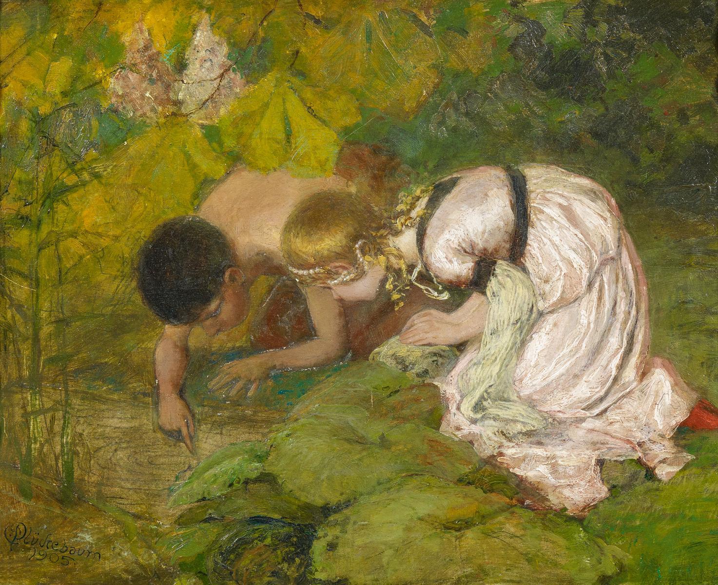 Carl Plückebaum - Kinder am Waldbach