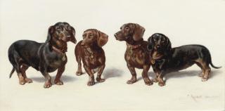 Carl Reichert - Four Dachshunds