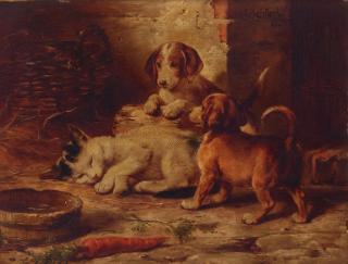 Carl Reichert - Time to play; Cautious friends (a pair)